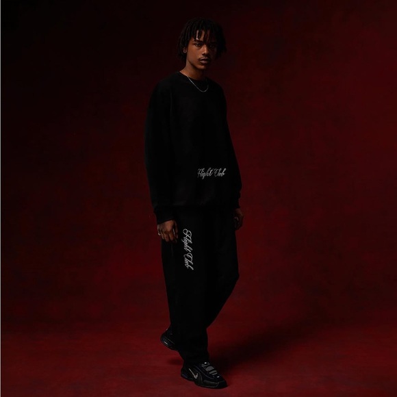 “Flight Club” Black Sweat Suit Lounge Set - Picture 5 of 6